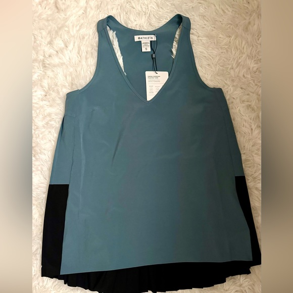 ATHLETA Swing Forward Pleated Tank, Deep Ocean Teal - Picture 4 of 8